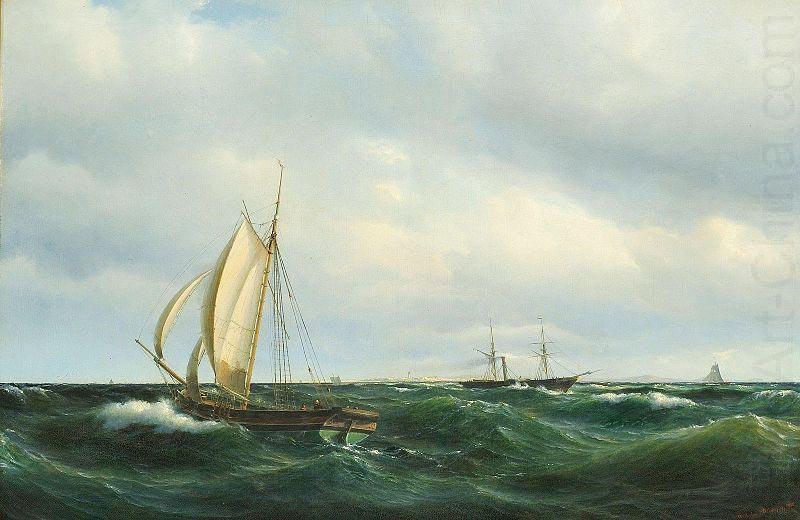 Vilhelm Melbye Stormfuld Eftermiddag i Skagerak. En dansk Jagt og forskjellige Skibe passere Skagen china oil painting image